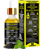 Oil Of Oregano With Black Seed Oil - 400 Servings, 2 in 1 Wild Oregano Oil with Black Seed Oil Drops, Organic Supplement, Alternative to Oregano and Black Seed oil Gel Capsules, Non-GMO, Vegan