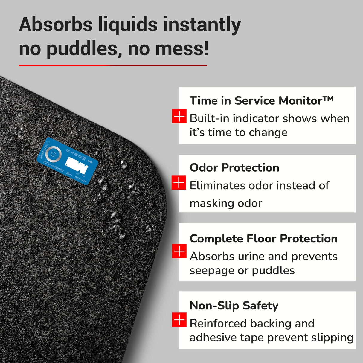 Hygomat Disposable Urinal Mats, Odor Eliminating, Time Monitor, Non-Slip Adhesive, Charcoal, Case of 6, Made in The USA