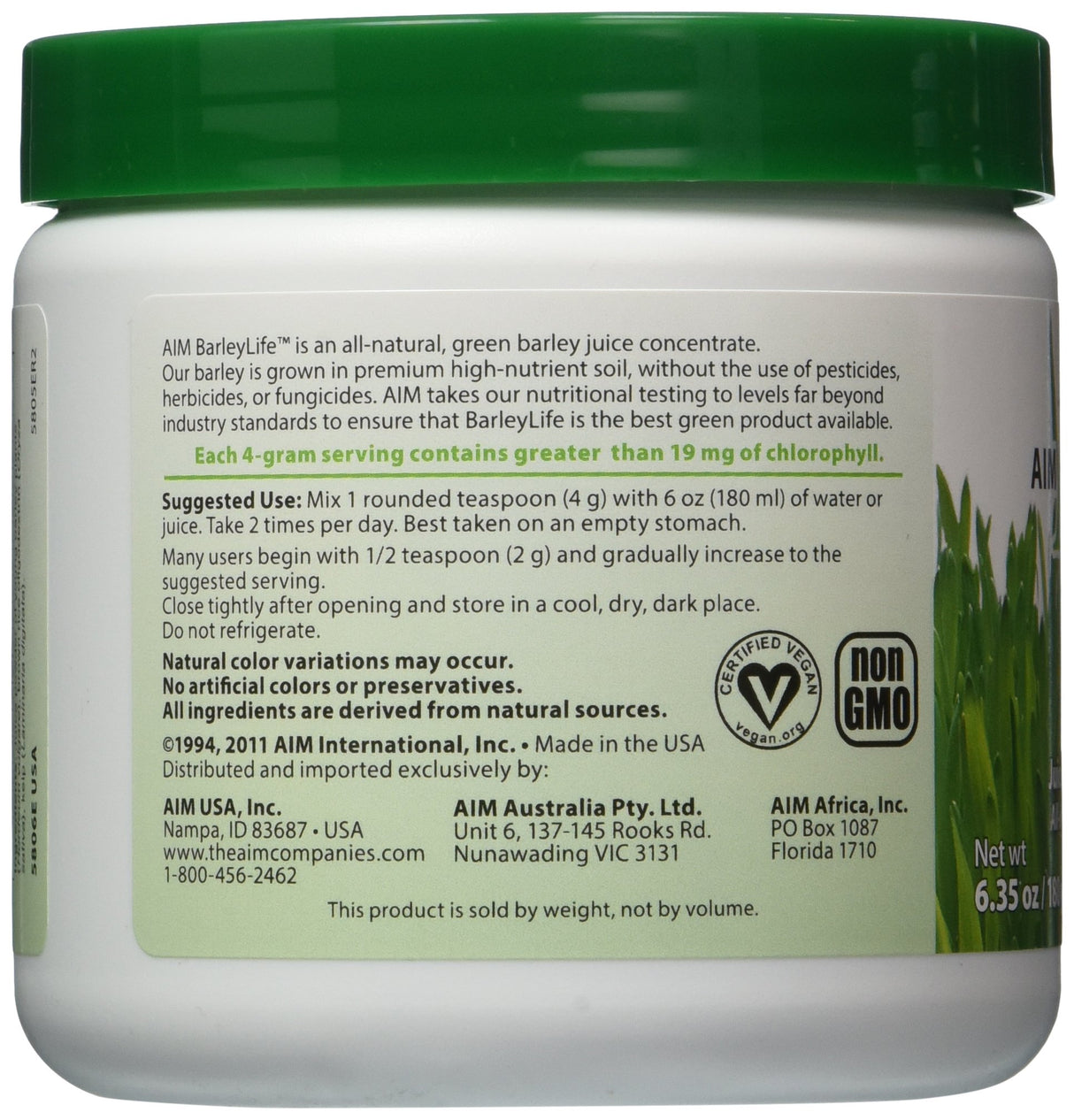 AIM BarleyLife Traditional 6.35 oz/180g Powder