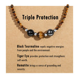 Triple Protection Necklace Gifts for Women, Healing Crystals Choker