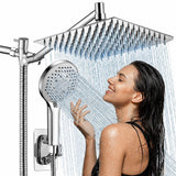 Shower Head High Pressure,10" Rain Shower Head With Handheld Spray Combo, Shower Heads with Hose and 11'' Angle Adjustable Extension Arm, Waterfall Showerhead, Dual Detachable Shower Head