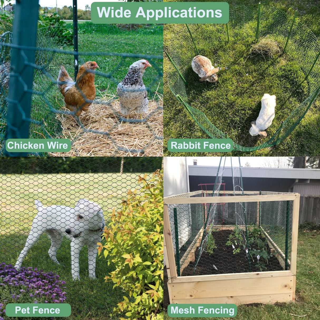 Mklsit Chicken Wire 15.7 x 315 Inches Chicken Wire Fencing Mesh, Green
