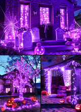 Minetom Halloween String Lights Outdoor, 33Feet 100 LED Waterproof Christmas Lights with 8 Lighting Modes for Halloween Garden Party Christmas Xmas Tree Lights Decor(Purple)