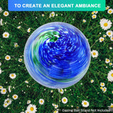 PIREKZUNT Gazing Balls for Garden, Blue and Green Hand Painted Gazing Glass Ball, Reflective Ball Yard Ornament for Outdoor Decoration Patio Garden Lawn (10 Inch)
