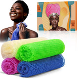 4 Pieces African Net Sponge – Effective Deep Cleansing and Exfoliating Mesh for Glowing Skin – Stretchable, Quick-Dry Exfoliating Bath Sponge(Blue, Green, Purple, White)