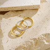 JINEAR Gold Stackable Rings for Women Non Tarnish 14K Gold Plated Interlocked Ring Gold Silver Mixed Metal Statement Rings Dainty Cubic Zirconia Band Thumb Ring Jewelry Gift for Women