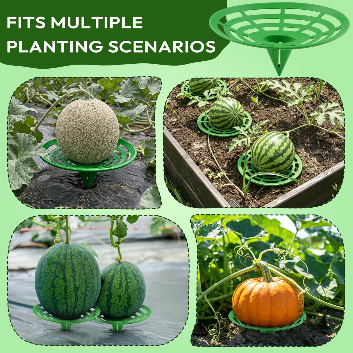 10 Packs Melon Cradles Trellis – Stable Fruit Support Stands to Keep Watermelons, Pumpkins & Cantaloupes Off Soil, Melon Holder Growing Frame Reusable Garden Plant Holders for Raised Beds & Backyard