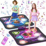 Surelect Dance Mat, 2025 Rechargeable Light-Up 2-Player Opposing Dance Pad with Bluetooth, 12-Button Music Dancing Toy, Christmas Birthday Gift for 3-12 Year Old Boys Girls