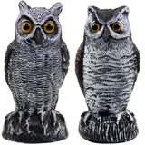 Hausse 2 Pack Fake Horned Owl Bird Scarecrow Decoy 10.5 Inch Height, Plastic Deterrents, Halloween Decoration, Nature Enemy Pest Repellent for Outdoor Garden Yard