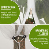 Homiton 2 Pack Fruit Tree Netting Bags with Zipper and Drawstring, 4 x 5ft Ultra Fine Mesh Garden Netting Plant Cover, Bird Netting for Blueberry Bushes, Fruit Trees, Flowers (White, 4 x 5 ft)