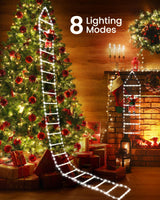 Toodour LED Christmas Lights - 10ft Christmas Decorative Ladder Lights with Santa Claus, Xmas Decorations Light for Indoor Outdoor, Window, Garden, Home, Wall, Xmas Tree Decor - White