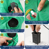 Hiboom Replacement Fan Blower, 12V 1.2A Mini Air Blower with 3 LED Light String for Inflatables Indoor Outdoor, 12V 1.5A Adapter for Christmas Xmas Holiday Inflatables Fan Blower (1 Set)