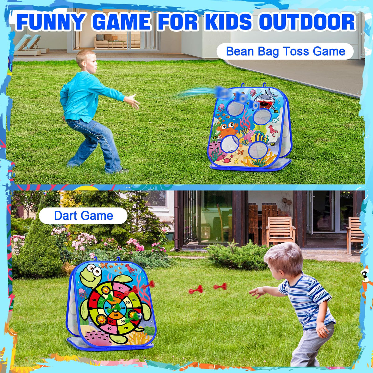 RIEYON 5-in-1Bean Bag Toss Game for Kids, Toddler Toys for Party Games and Outdoor Toss Games, Gift for Birthday or Christmas for Kids Aged 3 4 5 6 7 8 Year Old
