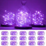 SmilingTown 15 Packs 20 Led Purple Fairy Lights Battery Operated 6.6ft Silver String Lights Waterproof Firefly Starry Light for DIY Table Centerpieces Wedding Halloween Christmas Party Decor