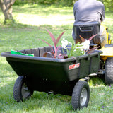 Brinly 10 cu.ft. 650lb Heavy Duty Tow-Behind Poly Utility Cart & Dump Trailer with Magnetic Hitch Pin & Compression Molded Bed