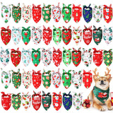 Abbylike 50 Pcs Christmas Dog Bandanas Bulk Xmas Bandanas for Dogs Triangle Kerchief Bibs Scarf Set for Pet Xmas Costume Photo Props Accessories Pet Shops Grooming, 25 Styles (25.6 x 17.7 x 17.7)
