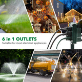 BN-LINK Heavy Duty Outdoor Stake Timer, 6 Outlets, Weatherproof, Perfect for Outdoor Lights, Sprinklers, Christmas Lights (with Remote-Photocell)