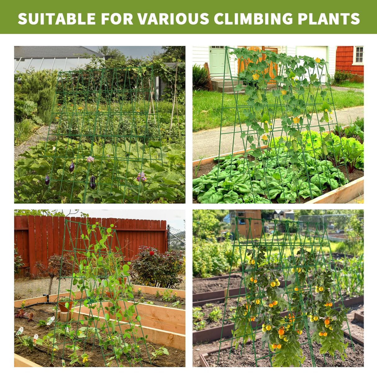 UrGROWA Cucumber Trellis 2 Pack,Foldable A-Frame Garden Trellis