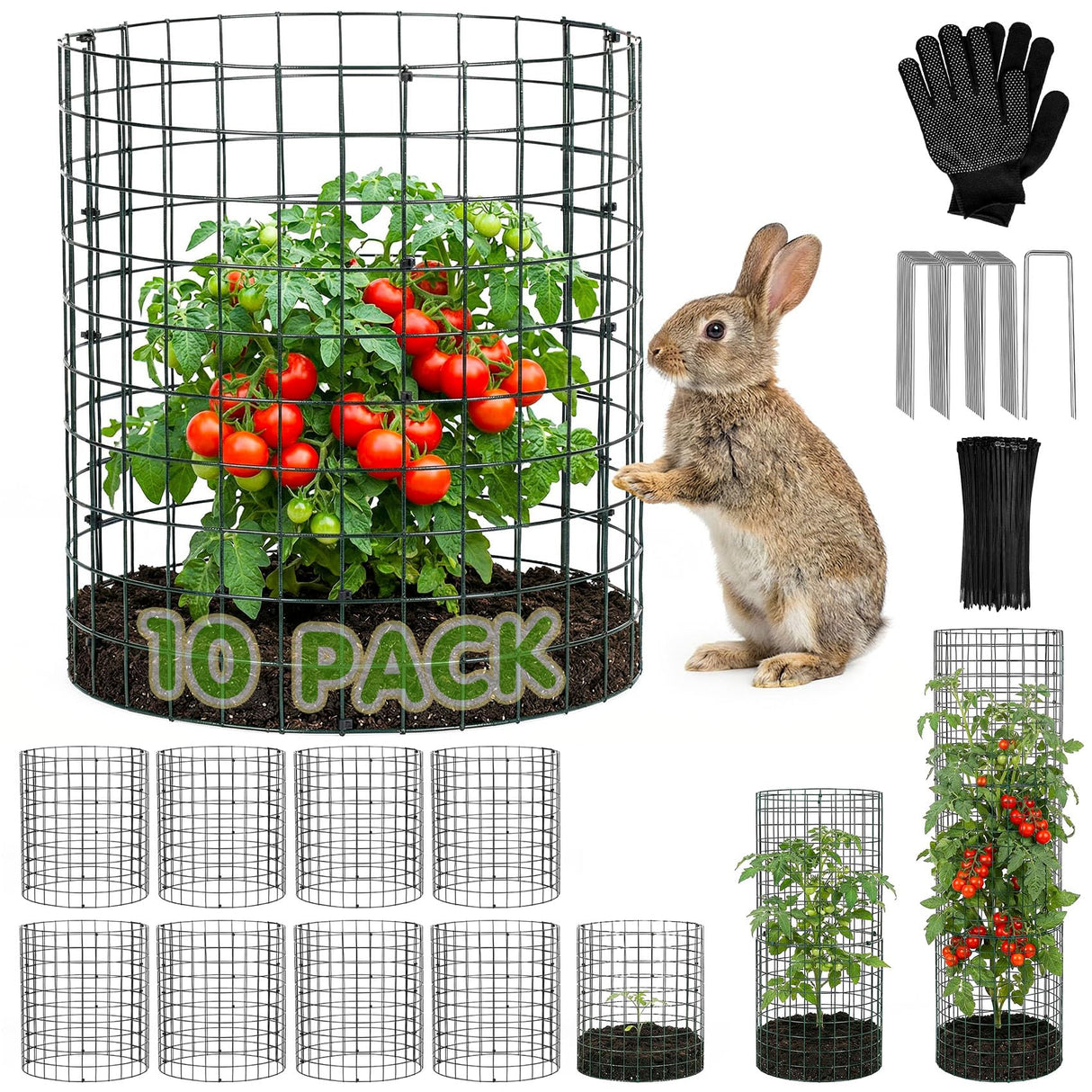 10 Pack Round Plant Protector from Animals – 30pcs 12" × 12" Metal Wire Mesh Garden Plant Cages Wire Plant Covers Pre-Bent Metal Mesh for Seedling Raised Bed Garden Protection for Vegetables Flower