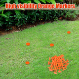 Nuanchu 50 Pcs 5 Inch Low Profile Survey Markers Hi-vis Line Yard Property Marker Survey Stakes for Patios, Lawn Edges, Gardens, Paver Landscape Fabric Tarps Weed Barriers (Orange,5 x 1.5 Inches)