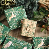 RUSPEPA Christmas Kraft Wrapping Paper - Owl, Reindeer, Christmas Ball and Text Design - 4 Rolls - 30 inches x 10 feet per Roll