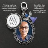Something Blue Bouquet Charm for Wedding Memory Charm with DIY Photo Frame for Wedding Bouquet And Resizer