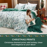 Bedsure King Size Christmas Duvet Cover - Green Forest Holiday Bedding Set, 5-Piece Collection Includes 1 Duvet Cover, 2 Pillow Shams, 1 Throw Blanket, and 1 Decorative Pillow (King, Green Forest)