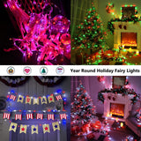 BrizLabs Christmas Fairy Lights - 66ft 200 LED Color Changing Fairy Lights with Remote, Plug-in RGB Rainbow Xmas Twinkle Light Indoor Purple Orange Starry Light for Xmas Halloween Home Party Wedding