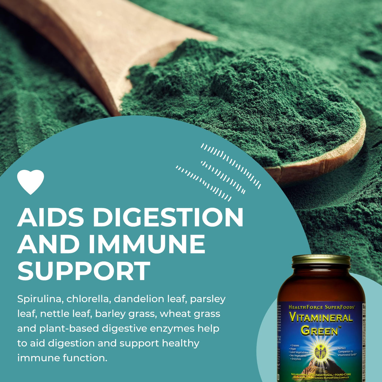 HEALTHFORCE SUPERFOODS Vitamineral Green - Mineral Supplement for Immune & Thyroid Support - Green Powder Supplement with Ingredients from The Land - Gluten-Free & Vegan - 500 Grams