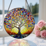 Stained Glass Window Hanging, 8 in Tree of Life Sun Catchers Indoor Window, Stained Glass Suncatcher, Gifts for Women, Her, Wife, Friend and Mom for Mother's Day, Christmas, Birthday