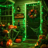 JMEXSUSS Connectable 100 LED Green Halloween Lights, 8 Modes Plug-in Green Christmas Lights Indoor, 33ft Clear Wire Twinkle String Light Outdoor for Halloween Christmas Tree Xmas Decor