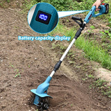 SHINTYOOL 21v Cordless Tiller Cultivator with 4.0 Ah Battery and Charger