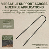 DeWitt 6 Inch U-Shaped Rounded Top Steel Anchor Pins, Garden Staples for Weed Barrier, Mats, Tarps, Garden, & Outdoor Landscaping, 100 Count, Silver