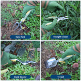 iHansee Green Garden Tools Set 12-Piece, Gardening Gifts for Women Men