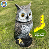 Owlery Brown Solar Owl with Motion Detector, Flashing Eyes, Spinning Head, Realistic Hooting and Silent Mode, Garden Owl, Outdoor Statue, Decoration for Home, Garden, Patio and Fence