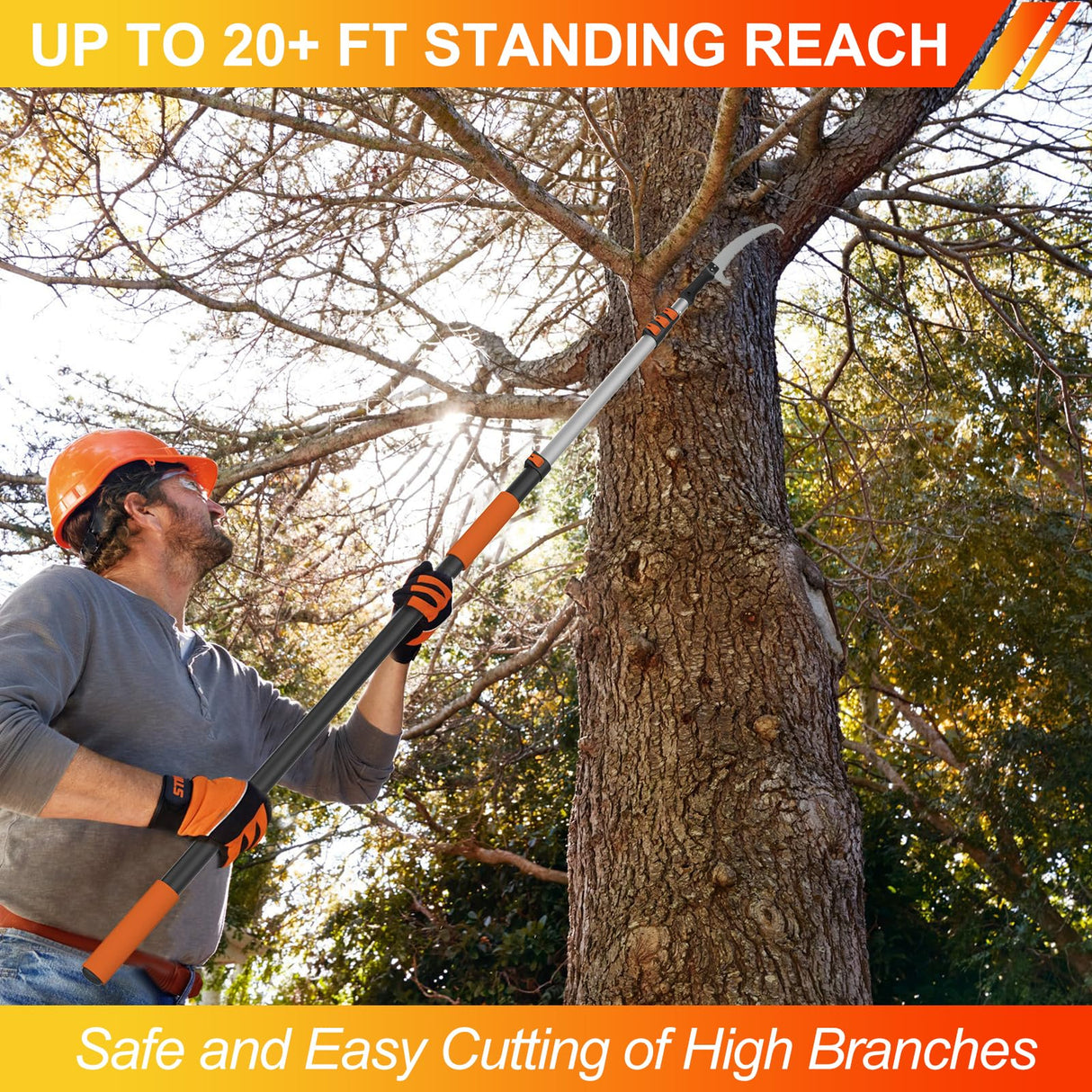LAANPOLE 26FT Pole Saw, Telescoping Tree Trimmer with 5-20FT Extension Pole, Manual Branches Pruner for Backyard