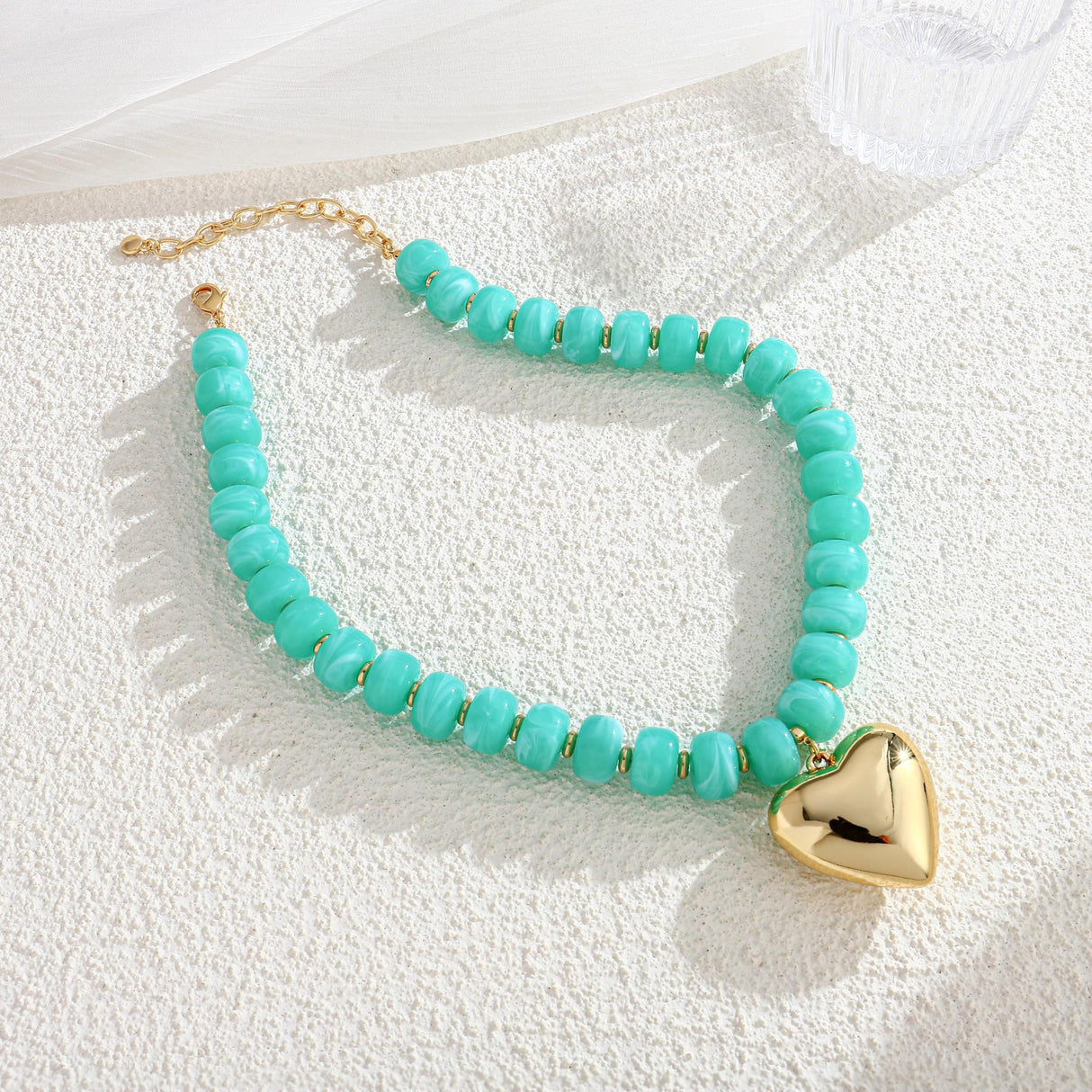LILIE&WHITE Gold Plated Aqua Beaded Necklace for Women