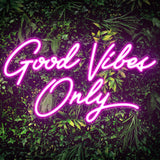 Kavaas Good Vibes Only Neon Signs for Wall Decor 17.7" x 9.9" | Pink Good Vibes Only LED Sign for Bedroom, Party, Bar, Salon - Best Gifts for Birthday, Christmas