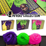 AFRIKI African Net Sponge, African Exfoliating Sponge, Black Owned, Exfoliating Washcloth, Body Exfoliator for Bath and Shower, Back Scrubber, Dead Skin Remover (Green, Purple, 1 Count (Pack of 2))