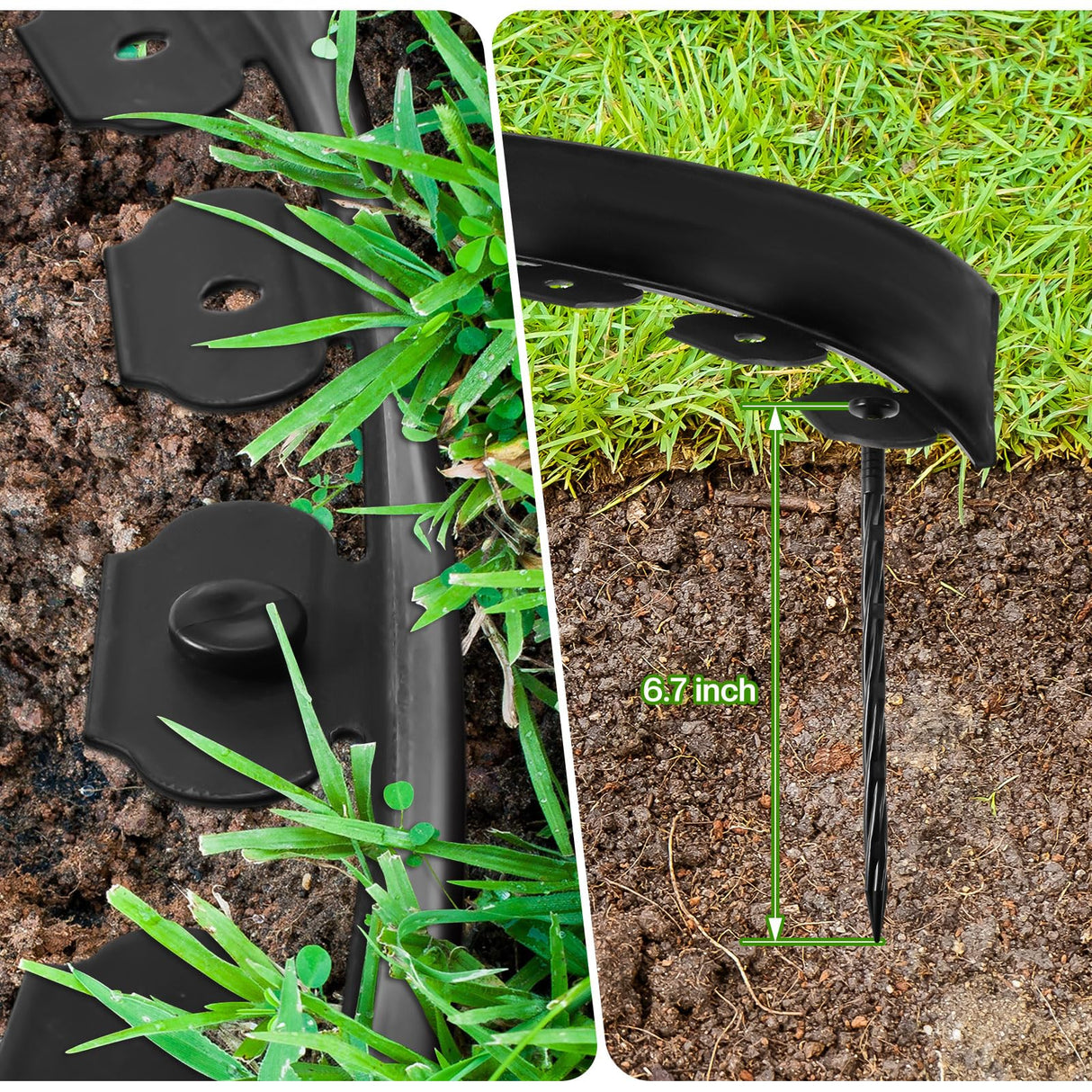 Sasylvia 2.5 Inch x 200 FT Landscape Edging Kit Garden Edging Border with 120 Spikes 10 Connectors Flexible Plastic Edge Border for Landscaping Lawn Garden Flower Beds Yard Paver Pathway(Black)