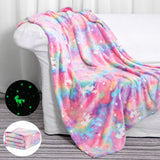 Glow in The Dark Blanket Unicorns Gifts for Girls,Toys for 2 3 4 5 6 7 8 9 10 Year Old Girl Gifts,Soft Kids Blankets for Christmas Halloween Birthday Valentines Gifts,50"x60"