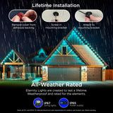 Enbrighten Vibe Eternity Permanent Outdoor Lights for House, 100 Feet, 72 RGBWIC LEDs, Close Spacing, 33lm, Color Changing, Christmas, Eave Lighting, Smart App, Works with Alexa, Google Home, 82730