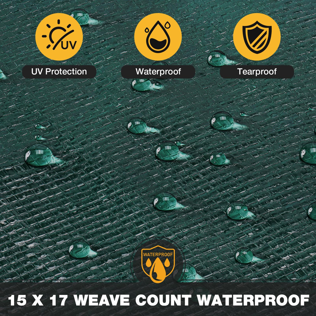 Winpull Tarp 10x20 Feet 16 Mil Heavy Duty Waterproof Tarp, Large Multipurpose Cover with Brass Grommets and Reinforced Edges, UV Resistant Thick Poly Tarps for Outdoor Camping Tent Pool Car, Green