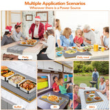 Warming Mat for Food, Electric Warming Tray for Parties Buffet, Graphene 3S Rapid Full-Surface Heating Mat with 8 Levels Adjustable Temp and 12 Hours Timer, Food Warming Pad with Bamboo Insulating Mat
