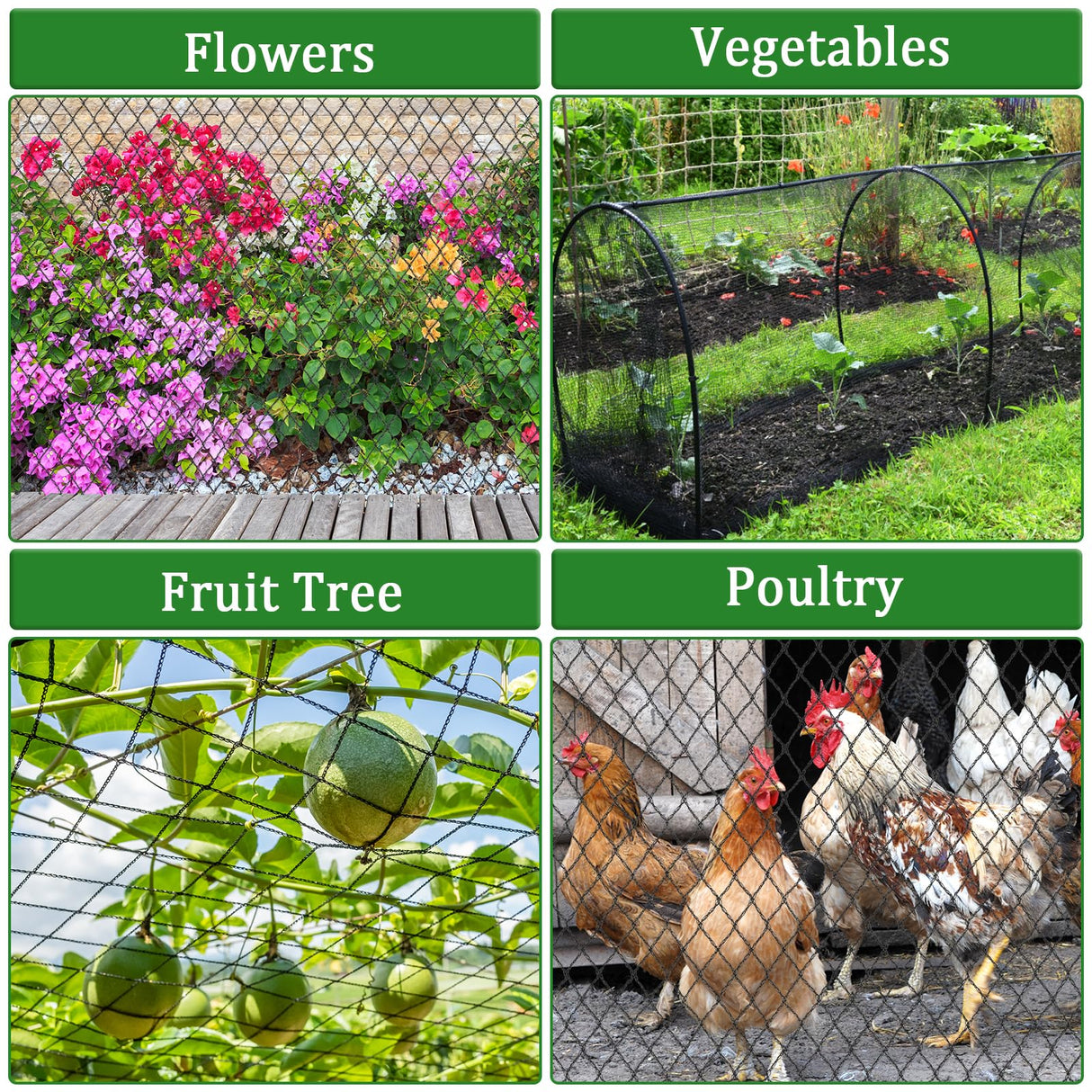 8 X 100 Ft Garden Netting, 5/8in Mesh Heavy Duty Bird Netting for Vegetable, Fruit Trees, Blueberry Bush Protection, Reusable Poultry Netting Against Birds, Deer, Rabbit and Cat, Chicken Coop Net