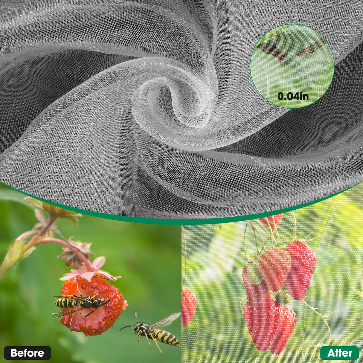Unves 2 Pack 10x25 FT Garden Netting, Bird Netting for Garden Protection