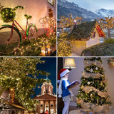 WATERGLIDE 4 Pack 50LED Outdoor Christmas Lights, 16FT Battery Operated Mini String Lights with 8 Modes & Timer, Xmas Tree Lights Waterproof for Patio Garden Party Wedding Holiday Decor, Warm White