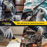 COOLJOB 12 Pairs A4 PU Cut Resistant Safety Work Gloves with Grip, L