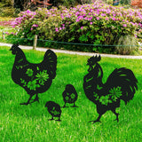 Rngmsi Metal Chicken Yard Art - 4PCS Chicken Garden Decor - Funny Garden Decorations for Yard - Cute Rooster Yard Art - Outdoor and Garden Gifts - Decorative Lawn Stakes for Men and Women
