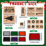Marspark 22 Pcs Christmas Wooden Rubber Stamps and Craft Ink Pads Set Mixed Christmas DIY Cards Wooden Rubber Stamps for Party Scrapbooking Cards Making Supplies Gift Decor
